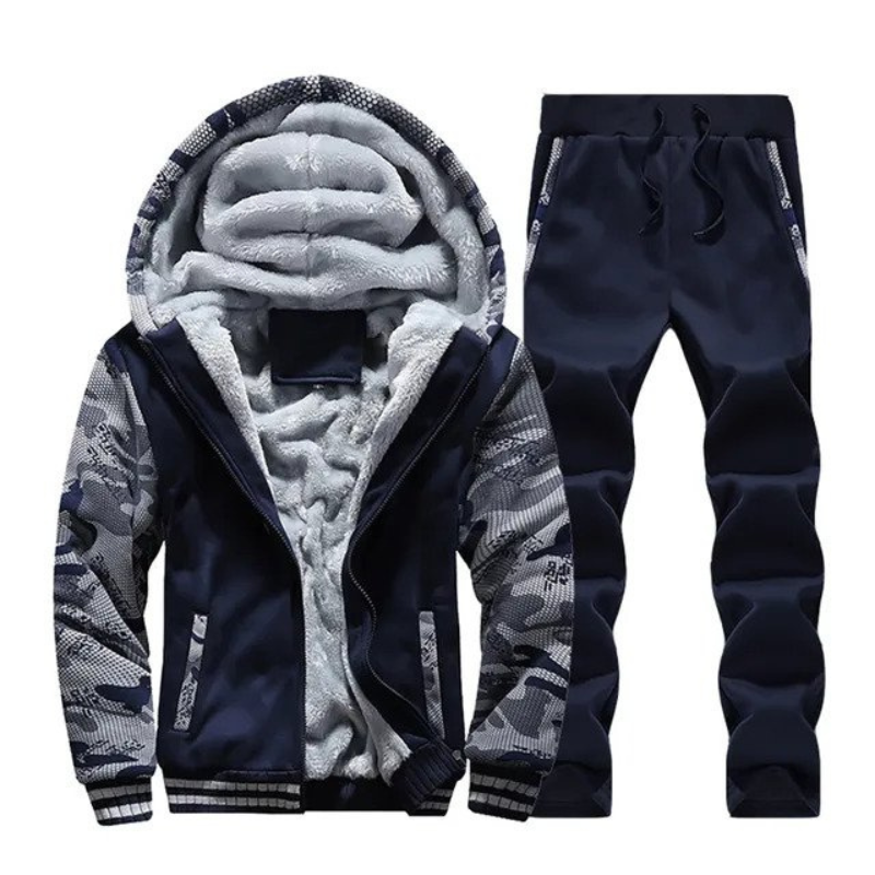 Alan Trainingspak Set | Warme fleece gevoerde heren trainingspak met hoodie-Boutique Moda
