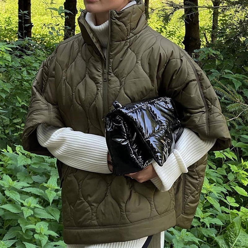 Anorak - Gewatteerde Cape Mantel met korte mouwen voor dames in de herfst-Boutique Moda