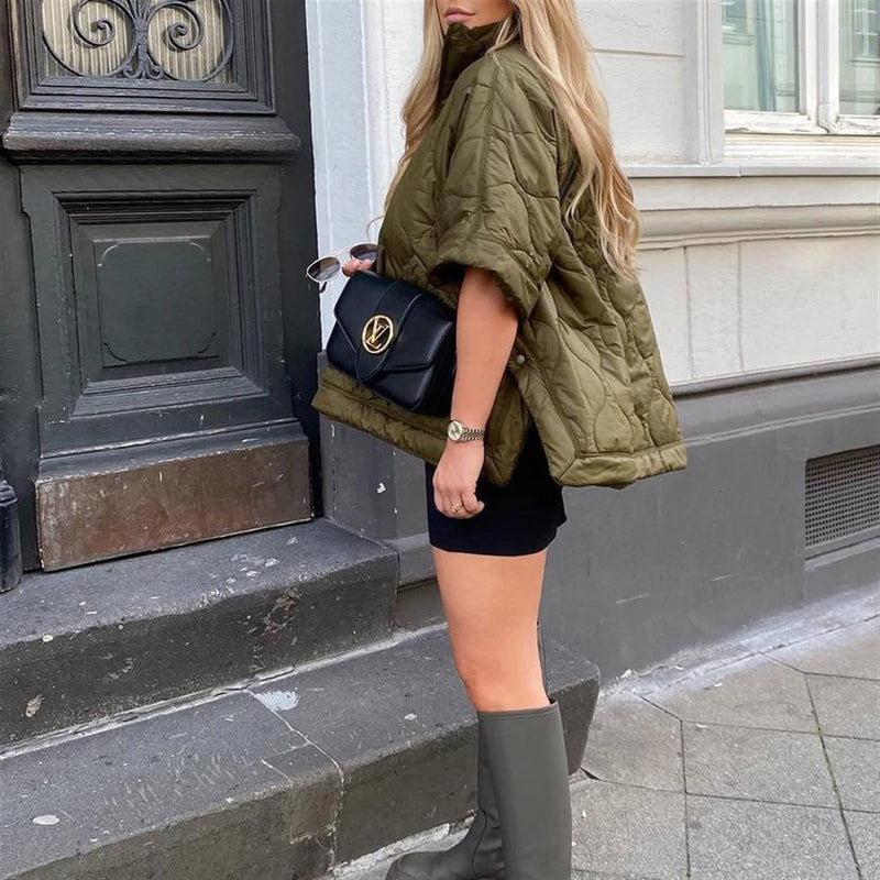 Anorak - Gewatteerde Cape Mantel met korte mouwen voor dames in de herfst-Boutique Moda