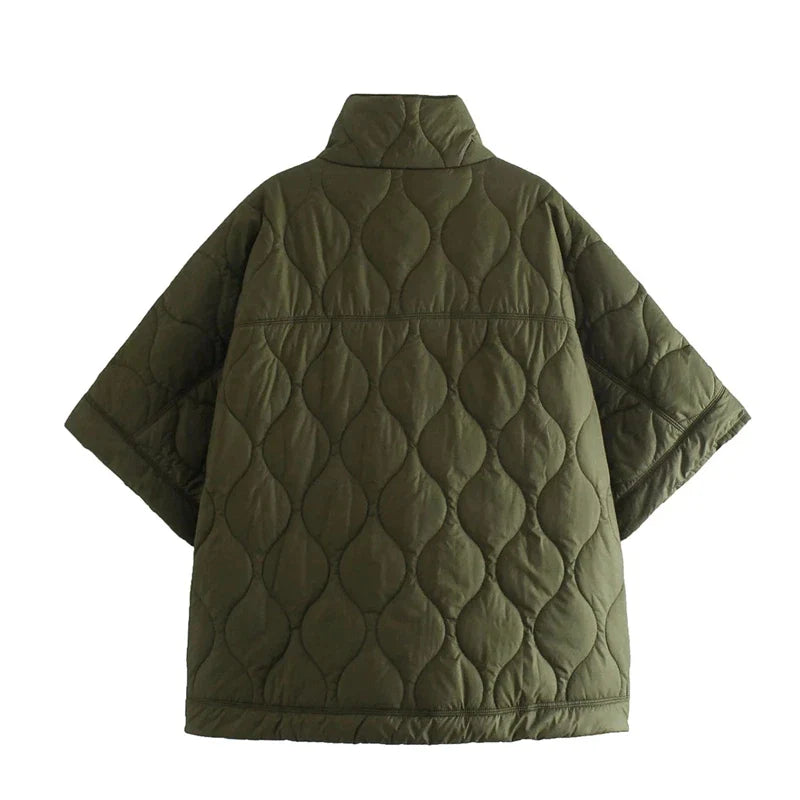 Anorak - Gewatteerde Cape Mantel met korte mouwen voor dames in de herfst-Boutique Moda