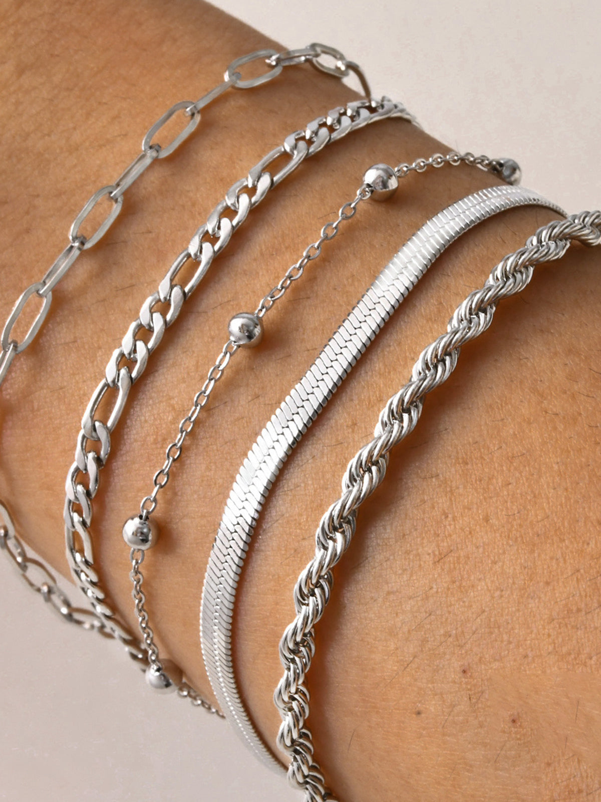 Armbandenset - 5 stuks verstelbare gouden en zilveren armbanden voor dames-Boutique Moda