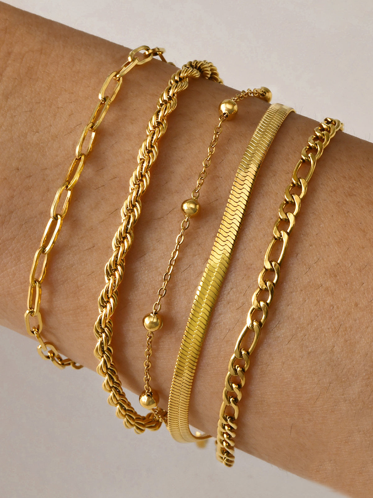 Armbandenset - 5 stuks verstelbare gouden en zilveren armbanden voor dames-Boutique Moda