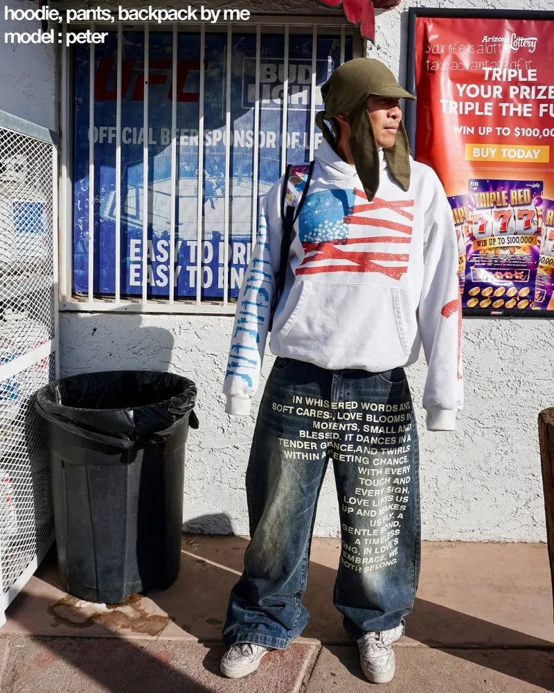 Baggy Jeans - Hiphop - Tekst - Loszittende jeans - Herenjeans-Boutique Moda