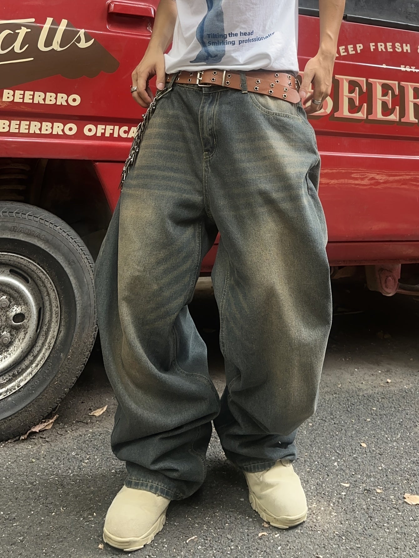 Baggy jeans - Gewassen loose fit jeans voor heren-Boutique Moda