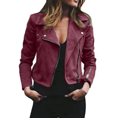 Bikerjas - PU Leer - Rits - Suède Jas - Damesjas-Boutique Moda