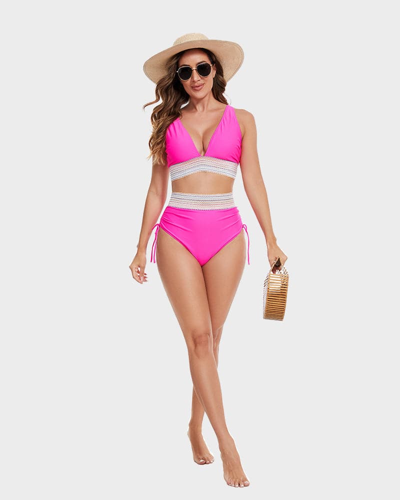 Bikiniset - Tweedelig - V-hals - Bikini met hoge taille - Zwemkleding voor dames-Boutique Moda