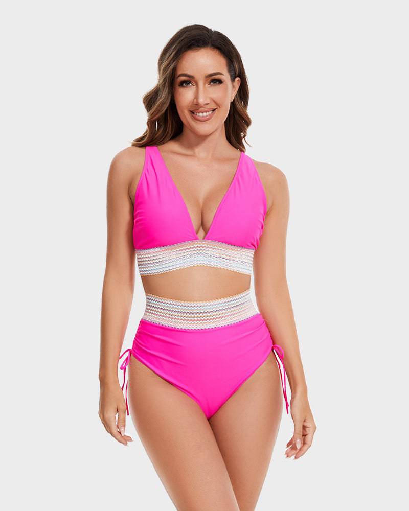 Bikiniset - Tweedelig - V-hals - Bikini met hoge taille - Zwemkleding voor dames-Boutique Moda