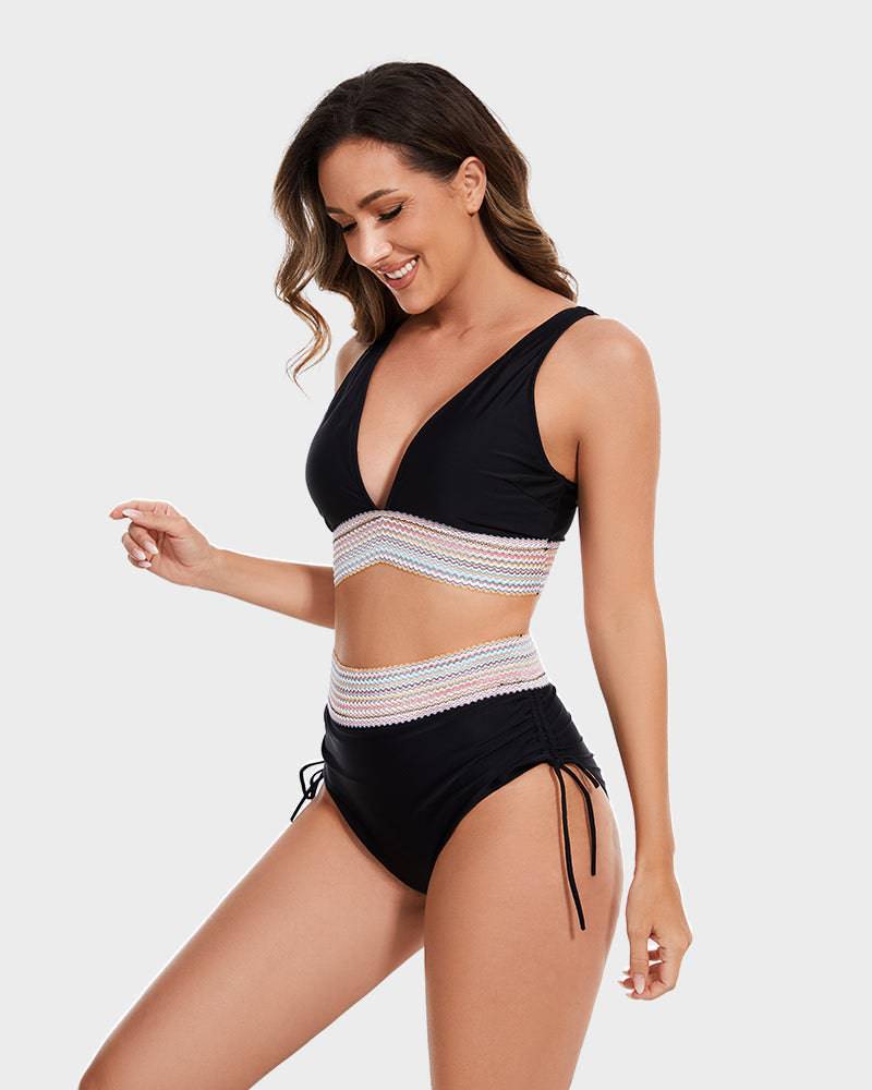 Bikiniset - Tweedelig - V-hals - Bikini met hoge taille - Zwemkleding voor dames-Boutique Moda