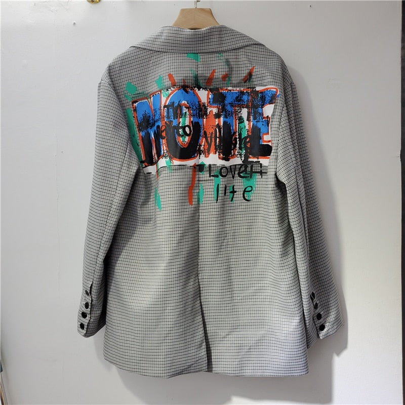 Blazer Oversized | Grijs | Bedrukt | Blazerjasje | Blazer voor dames-Boutique Moda