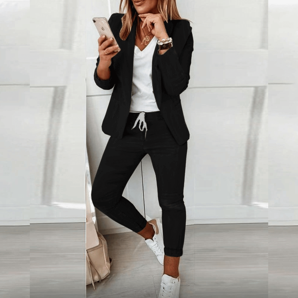 Blazerset | Casual | Trekkoord | Blazer en joggingbroek set | Co-ord set voor dames-Boutique Moda