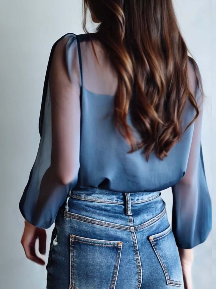 Bloemenblouse | Blauw | Damesblouse met knoopsluiting-Boutique Moda