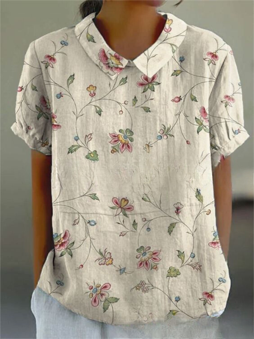 Bloemenblouse | Korte Mouw | Loose Fit | Zomertop-Boutique Moda