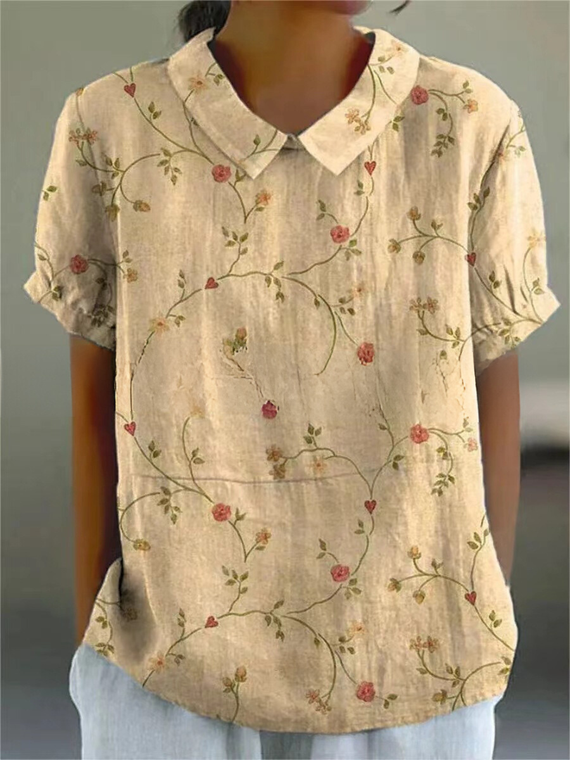 Bloemenblouse | Korte Mouw | Loose Fit | Zomertop-Boutique Moda