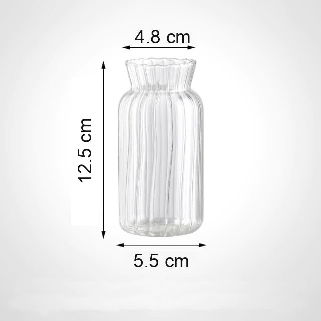 Bloemenvaas Glas | Ribbels Transparant | Klein voor Tafel-Boutique Moda