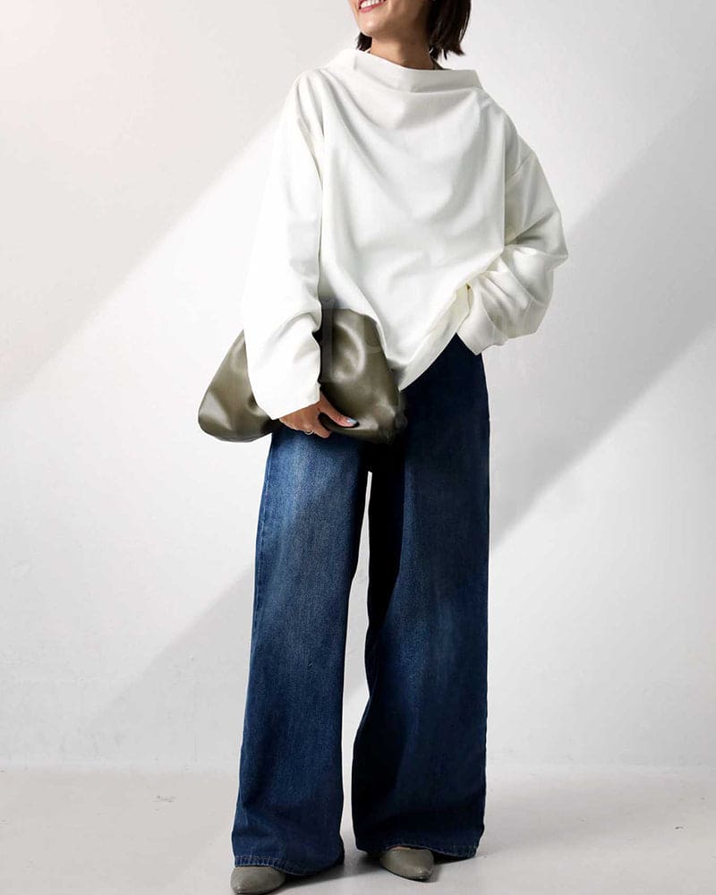 Blouse - Dames Sweater met lange mouwen en losse pasvorm-Boutique Moda