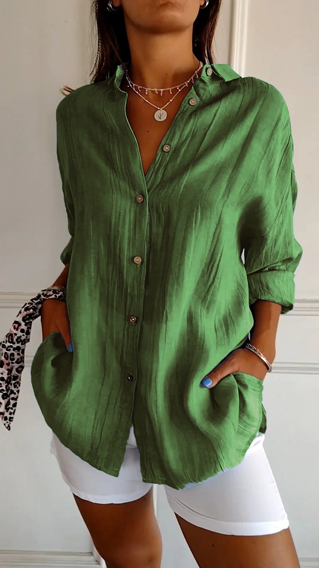 Blouse | Lichtgewicht | Lange mouw | Damesblouse met knoopsluiting-Boutique Moda