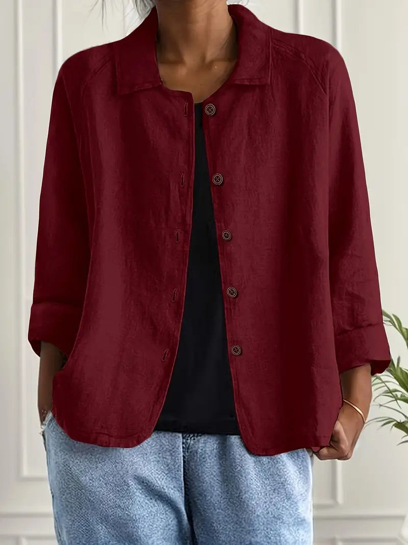 Blouse met knoopsluiting - Lichte damesblazer met kraag-Boutique Moda