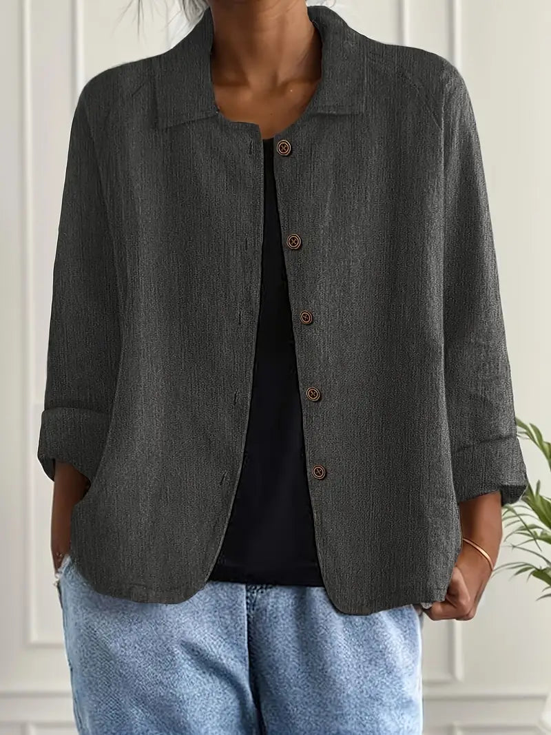 Blouse met knoopsluiting - Lichte damesblazer met kraag-Boutique Moda