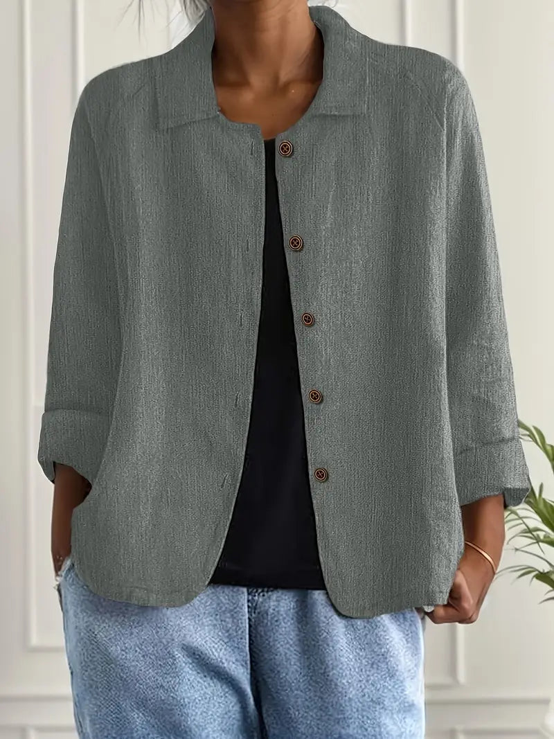 Blouse met knoopsluiting - Lichte damesblazer met kraag-Boutique Moda