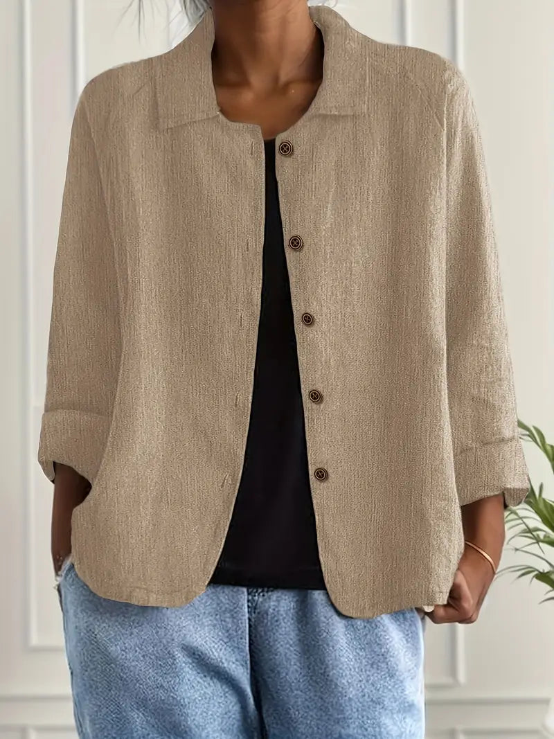 Blouse met knoopsluiting - Lichte damesblazer met kraag-Boutique Moda