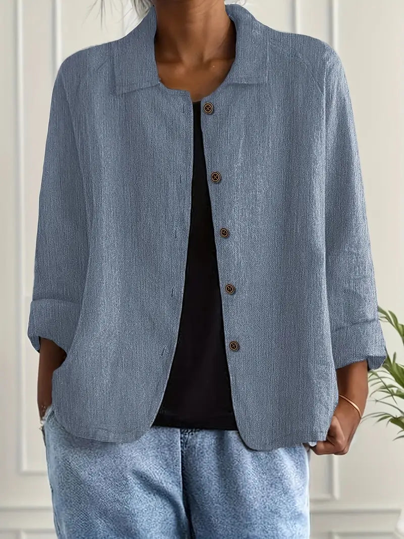 Blouse met knoopsluiting - Lichte damesblazer met kraag-Boutique Moda