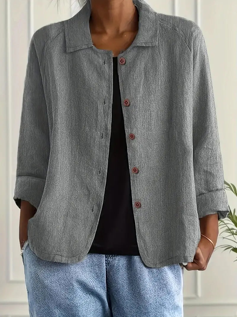 Blouse met knoopsluiting - Lichte damesblazer met kraag-Boutique Moda