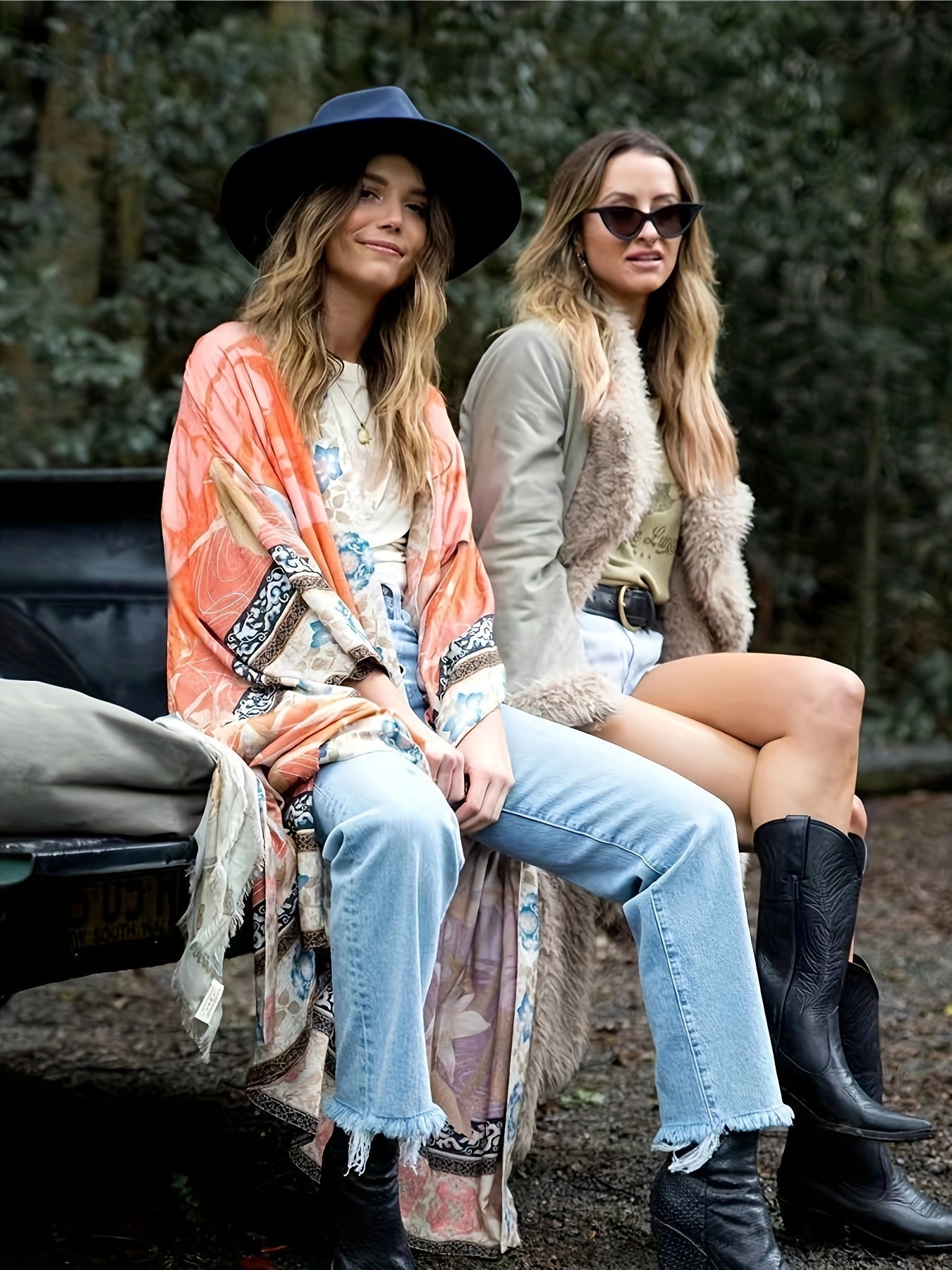 Boho kimono - lange dameskimono strandcover-up met ceintuur-Boutique Moda