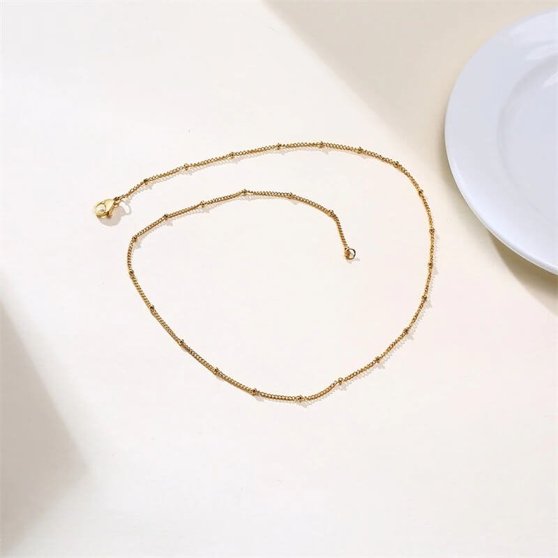 Bolletjesketting | 14k Verguld Goudkleurig | Fijn 44 cm-Boutique Moda