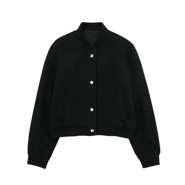 Bomberjack - Dames Casual Button-Up Cropped Jacket-Boutique Moda