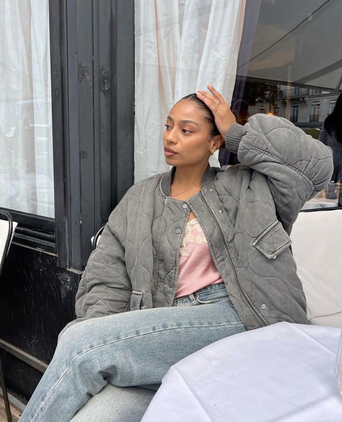 Bomberjack - Grijs oversized winterjack met rits voor dames-Boutique Moda