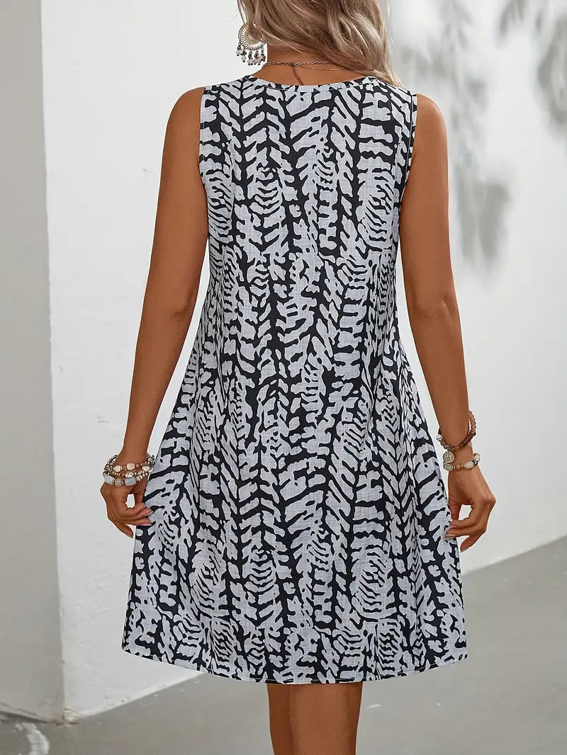 Brianna Bedrukte jurk | Mouwloze Mini Jurk voor de Zomer-Boutique Moda