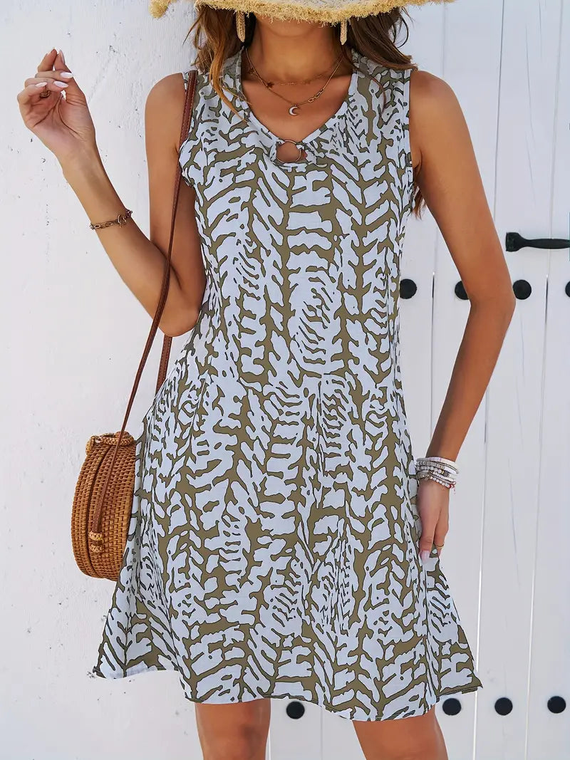 Brianna Bedrukte jurk | Mouwloze Mini Jurk voor de Zomer-Boutique Moda