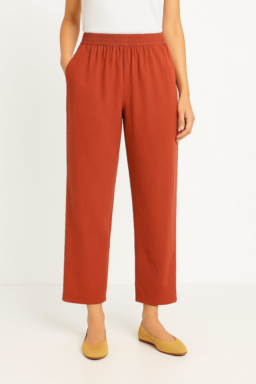 Broek met korte mouwen - Casual damesbroek met elastische taille-Boutique Moda