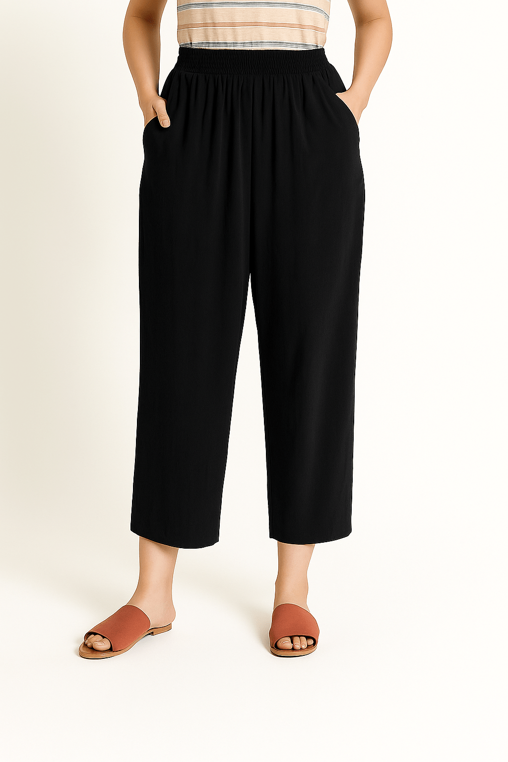 Broek met korte mouwen - Casual damesbroek met elastische taille-Boutique Moda