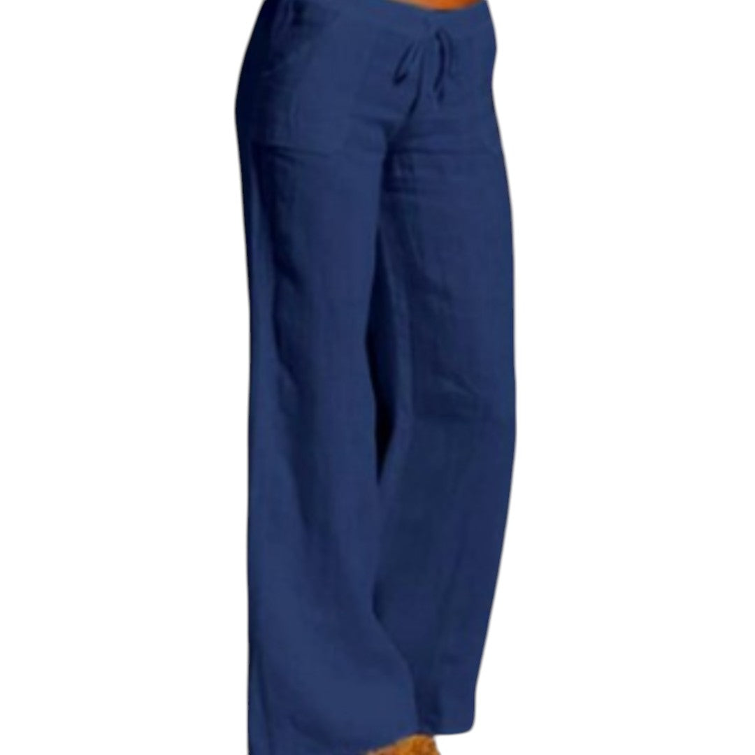 Broek met wijde pijpen - Zomerbroek met trekkoord voor dames-Boutique Moda