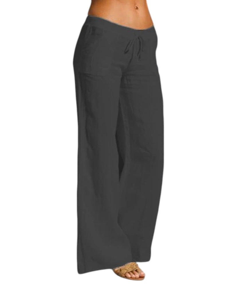 Broek met wijde pijpen - Zomerbroek met trekkoord voor dames-Boutique Moda