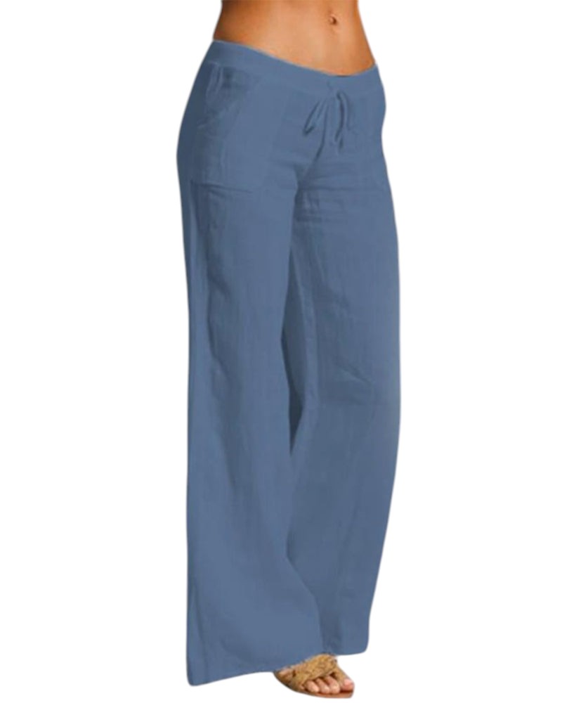 Broek met wijde pijpen - Zomerbroek met trekkoord voor dames-Boutique Moda