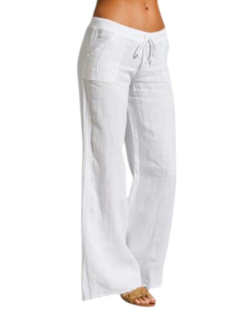 Broek met wijde pijpen - Zomerbroek met trekkoord voor dames-Boutique Moda