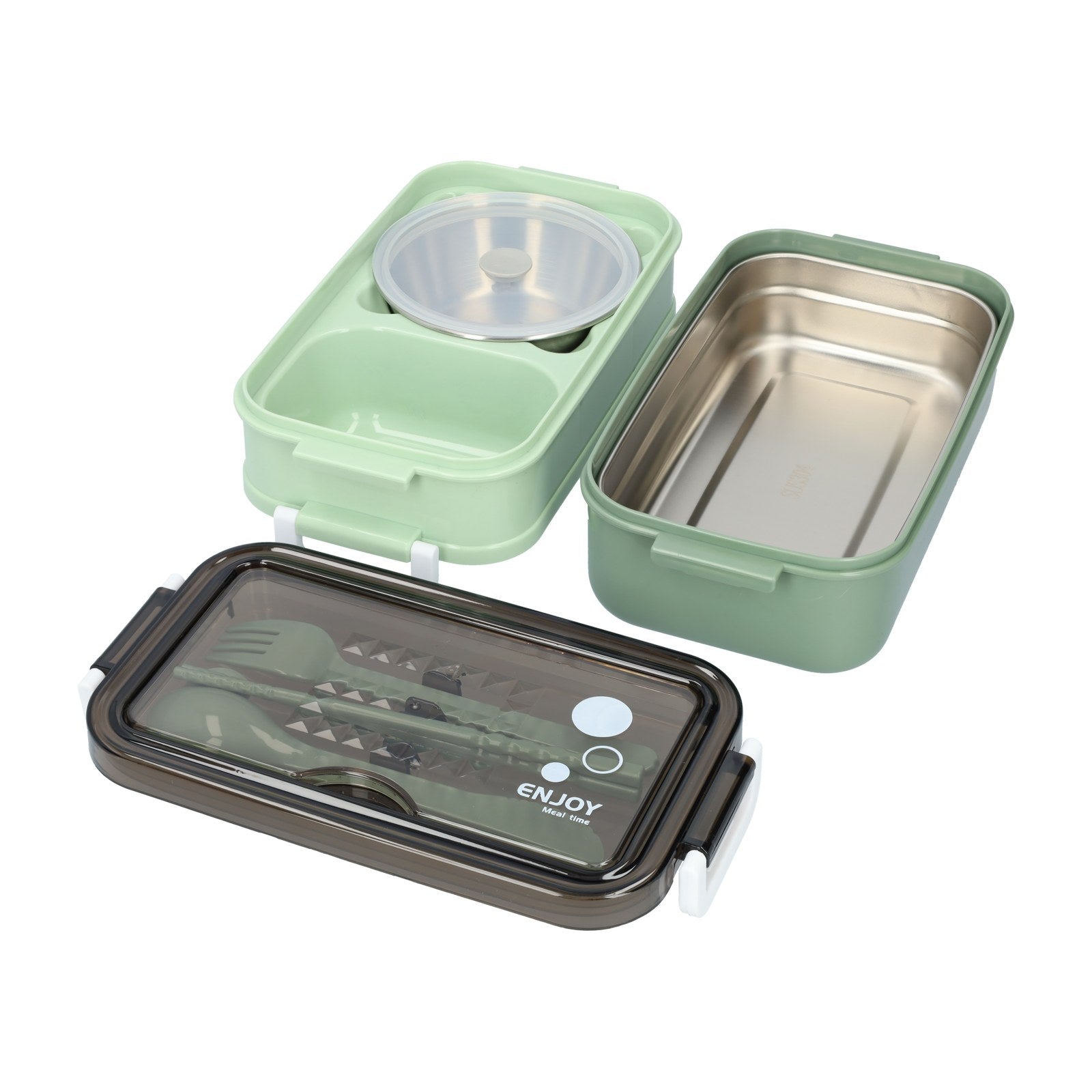 Broodtrommel met Soepbeker | Lunchbox 2 Lagen en Bestek-Boutique Moda
