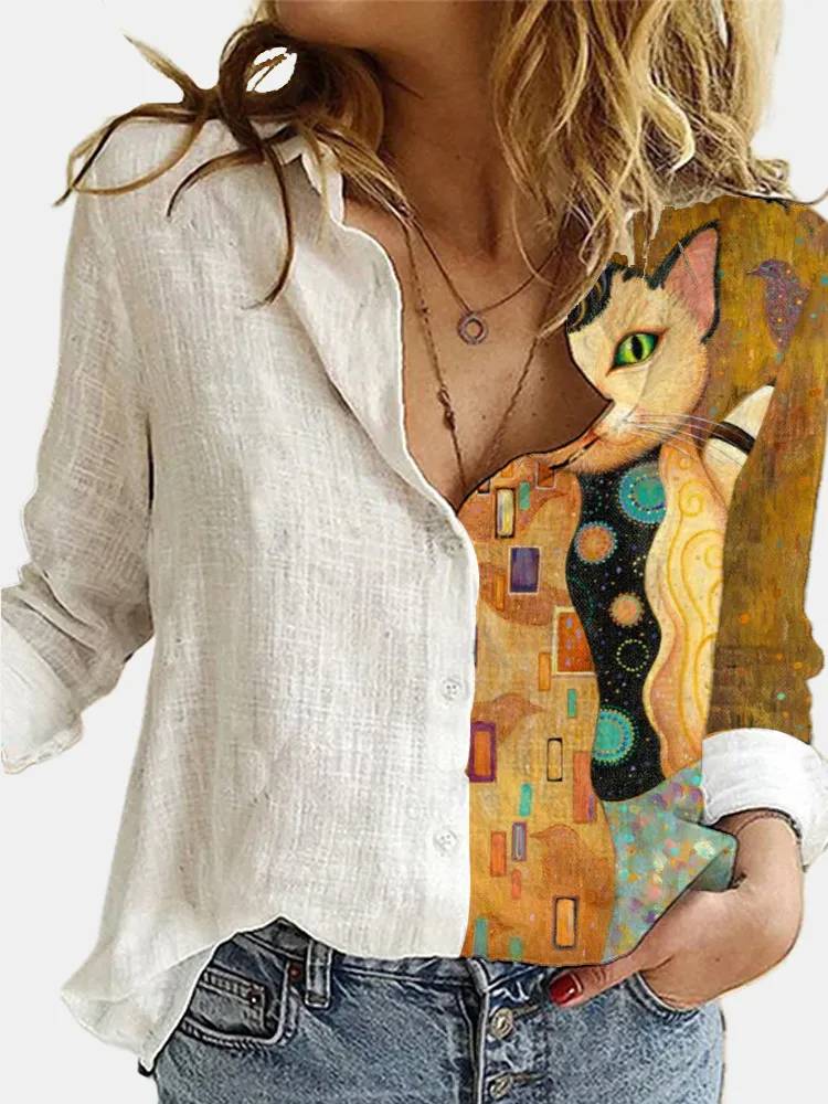 Button-Up Blouse | Los model | Lange Mouw | Linnen Shirt | Dameskleding-Boutique Moda
