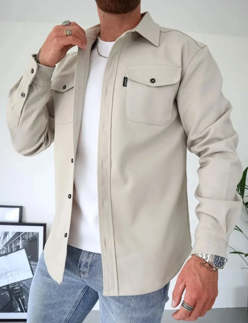 Button Up Overhemd - Lange Mouw - Kraag - Overhemden - Herenkleding-Boutique Moda
