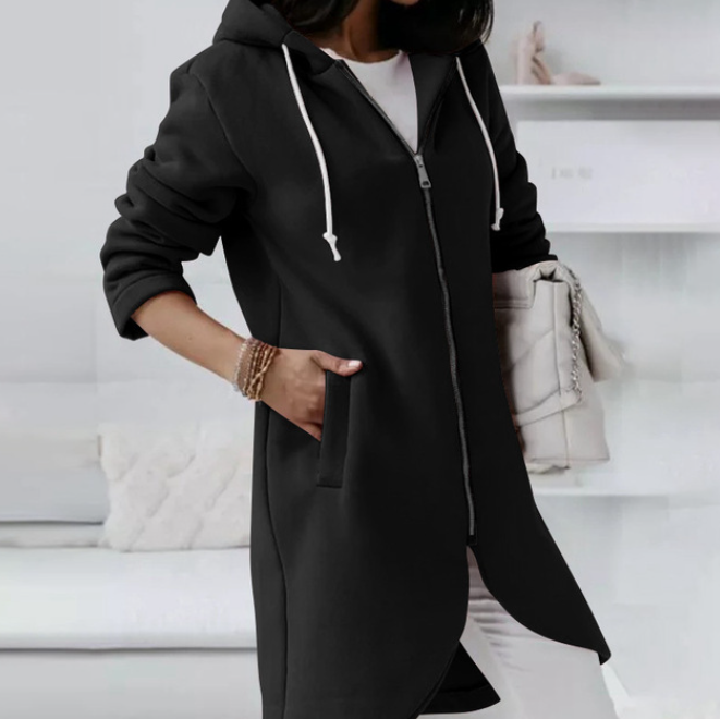 Capuchon Vest - Volledige Ritssluiting - Lang - Hoodie met Ritssluiting - Dameskleding-Boutique Moda