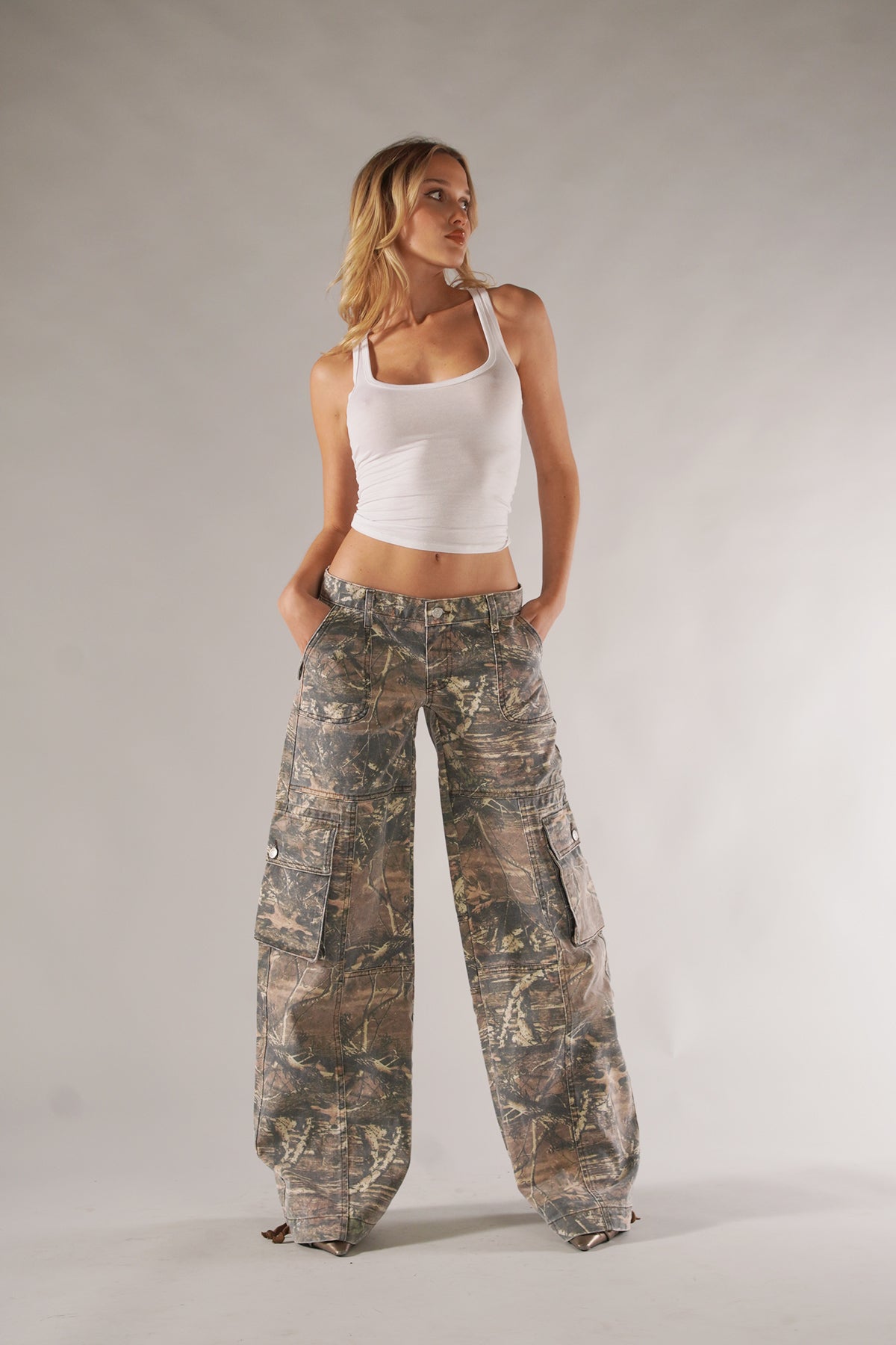 Cargo Broek - Lage Taille - Camouflage - Baggy Broek - Damesbroek-Boutique Moda