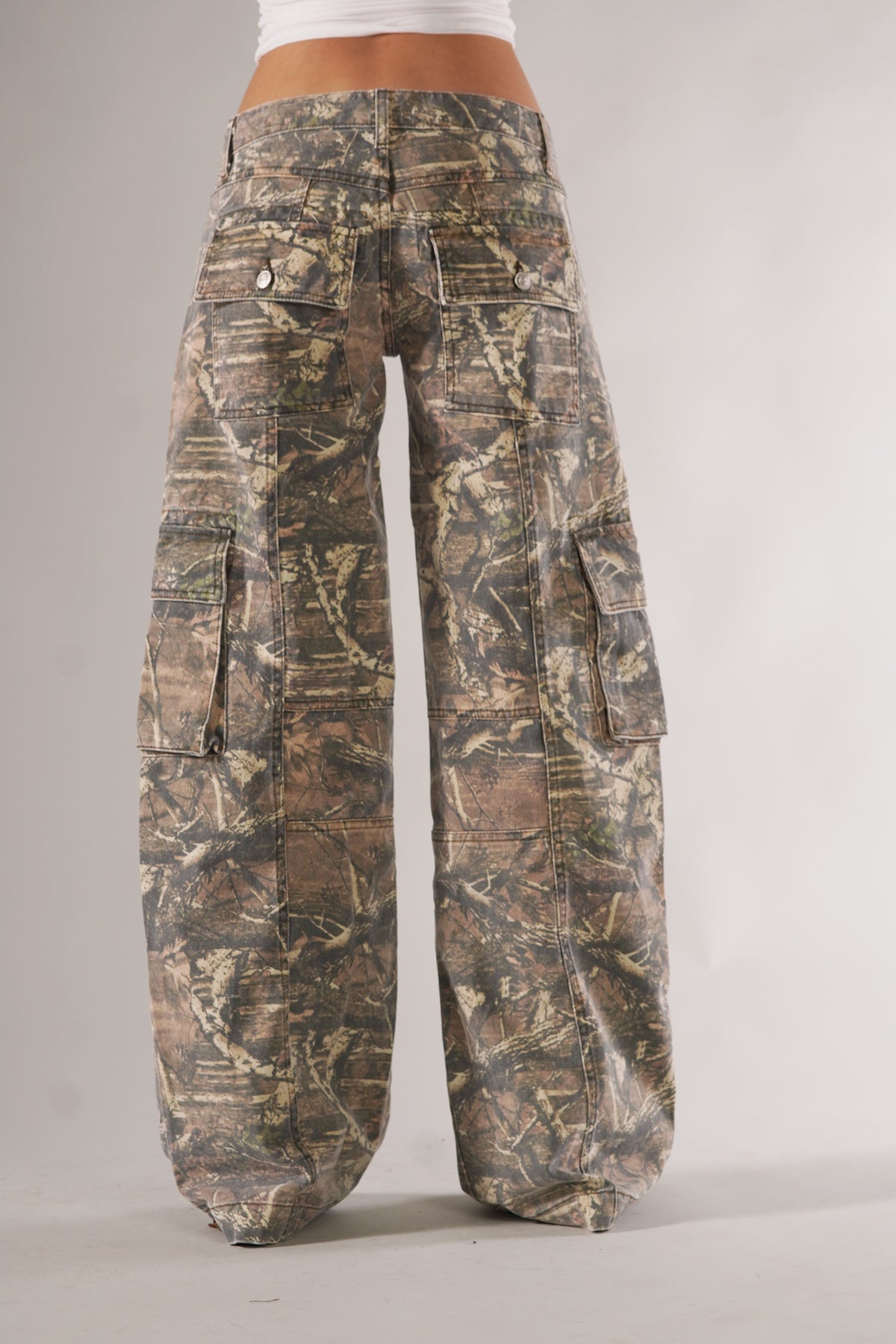 Cargo Broek - Lage Taille - Camouflage - Baggy Broek - Damesbroek-Boutique Moda