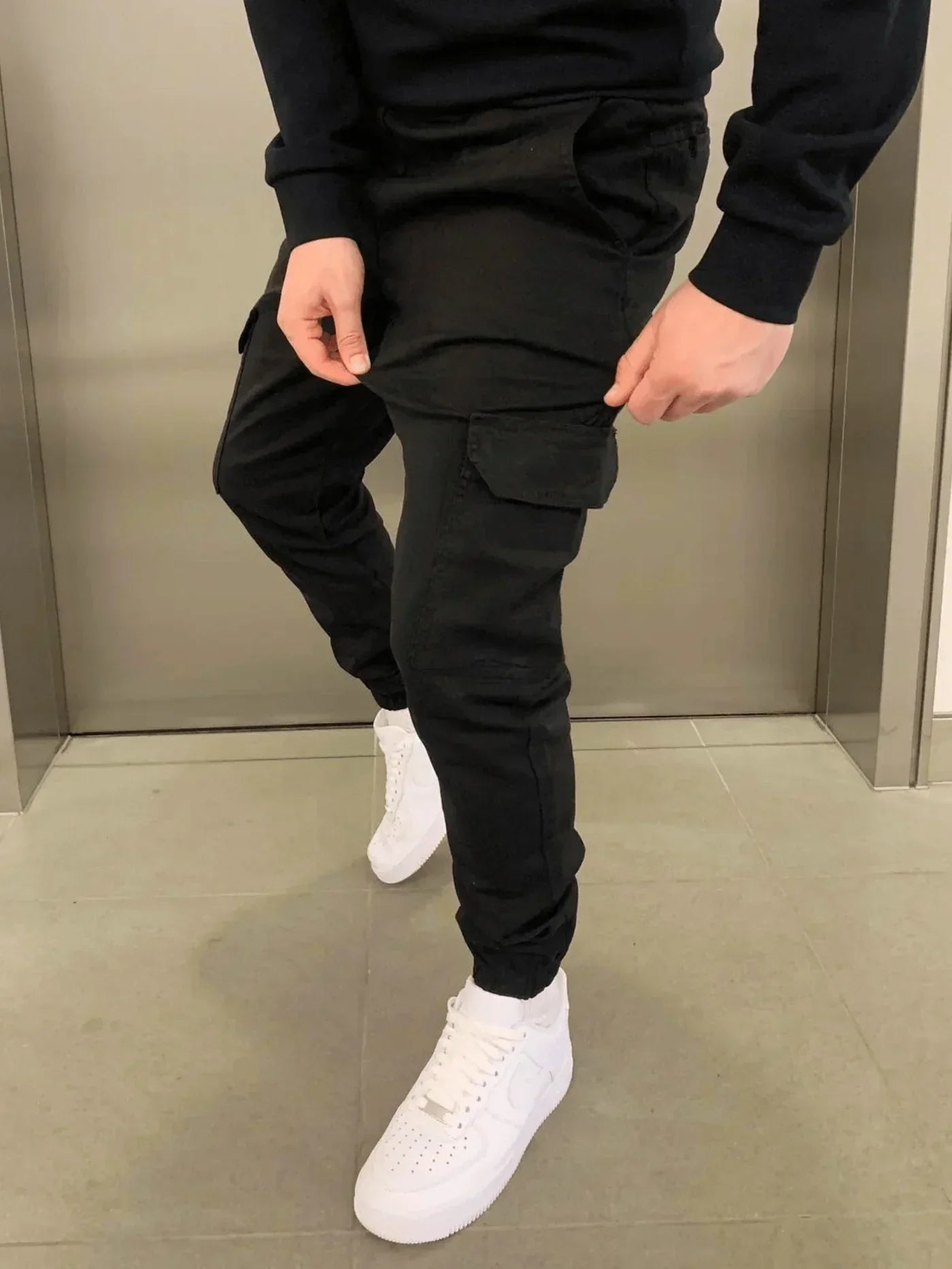 Cargo Broek - Skinny Cargo Broek met koord voor heren-Boutique Moda