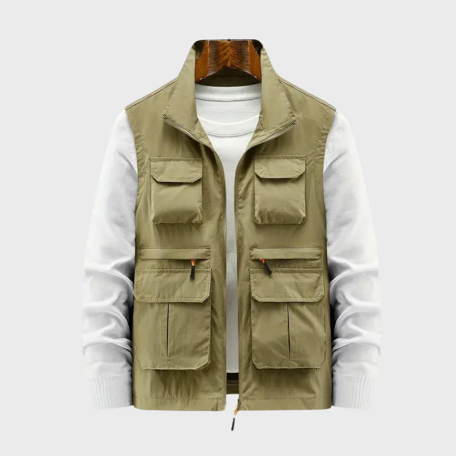 Cargo Vest - Herenvest zonder mouwen en rits met zakken-Boutique Moda