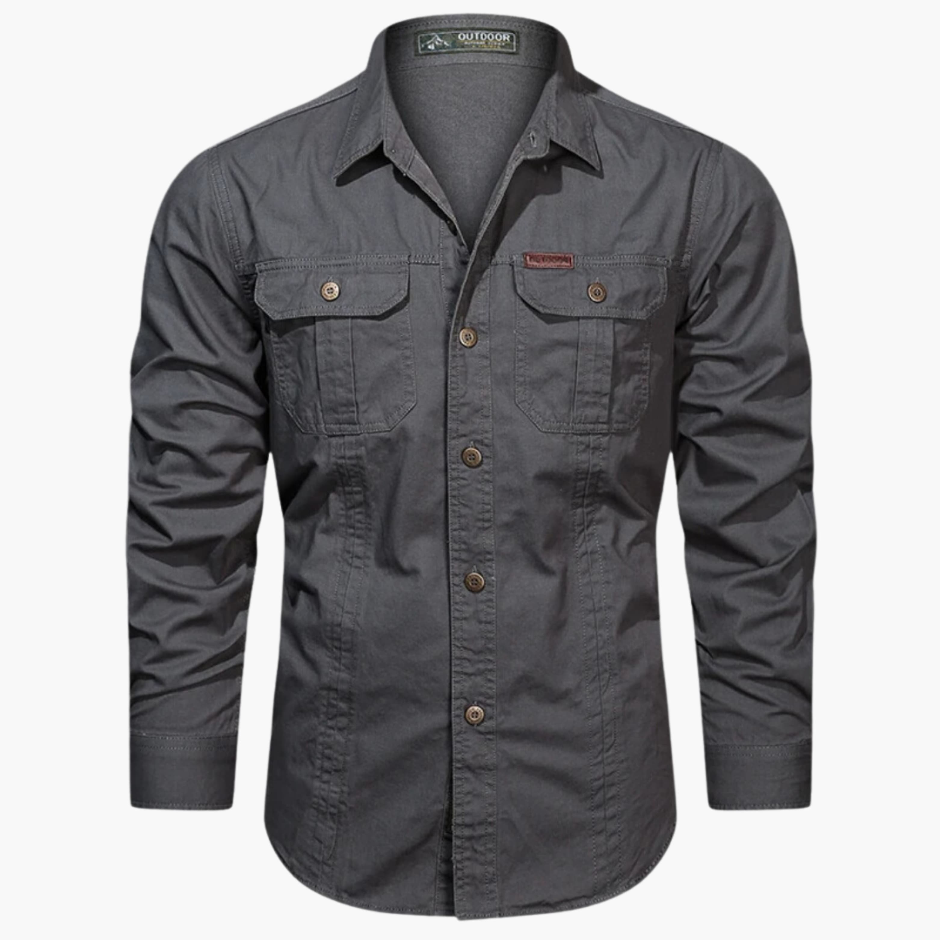 Cargo-shirt | Lange mouwen | Kraag | Overhemd met knopen | Herenoverhemd-Boutique Moda