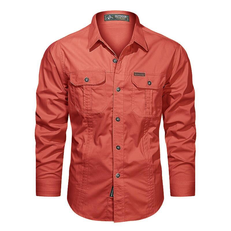 Cargo-shirt | Lange mouwen | Kraag | Overhemd met knopen | Herenoverhemd-Boutique Moda