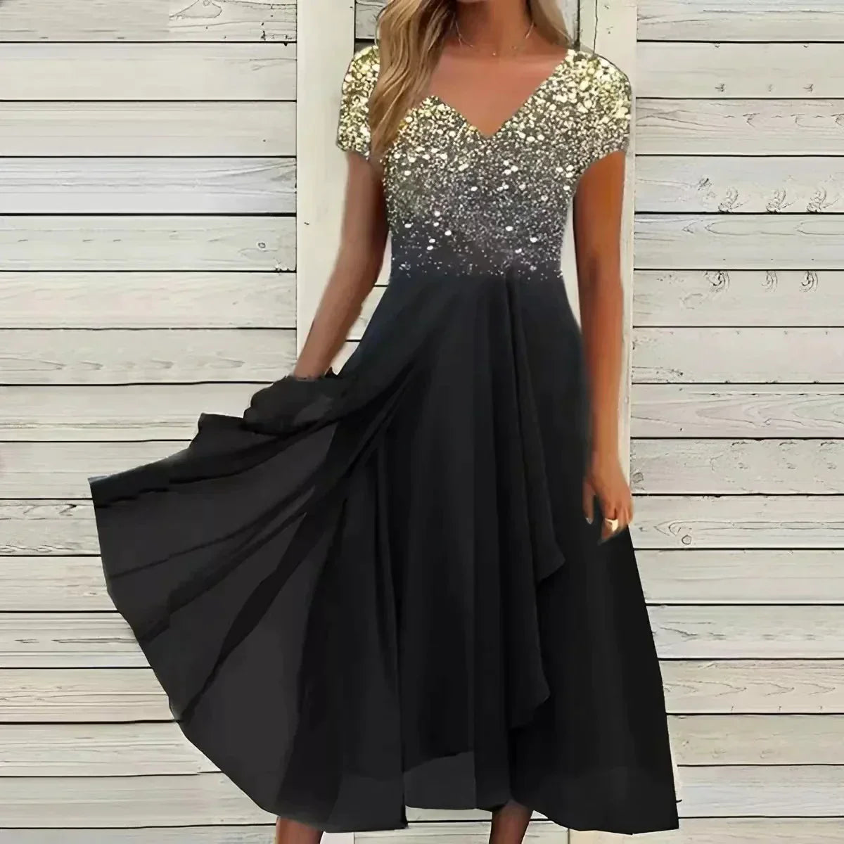 Chiffon Jurk | Korte Mouw | Bloemig | Zomerjurk | Midi Jurk-Boutique Moda