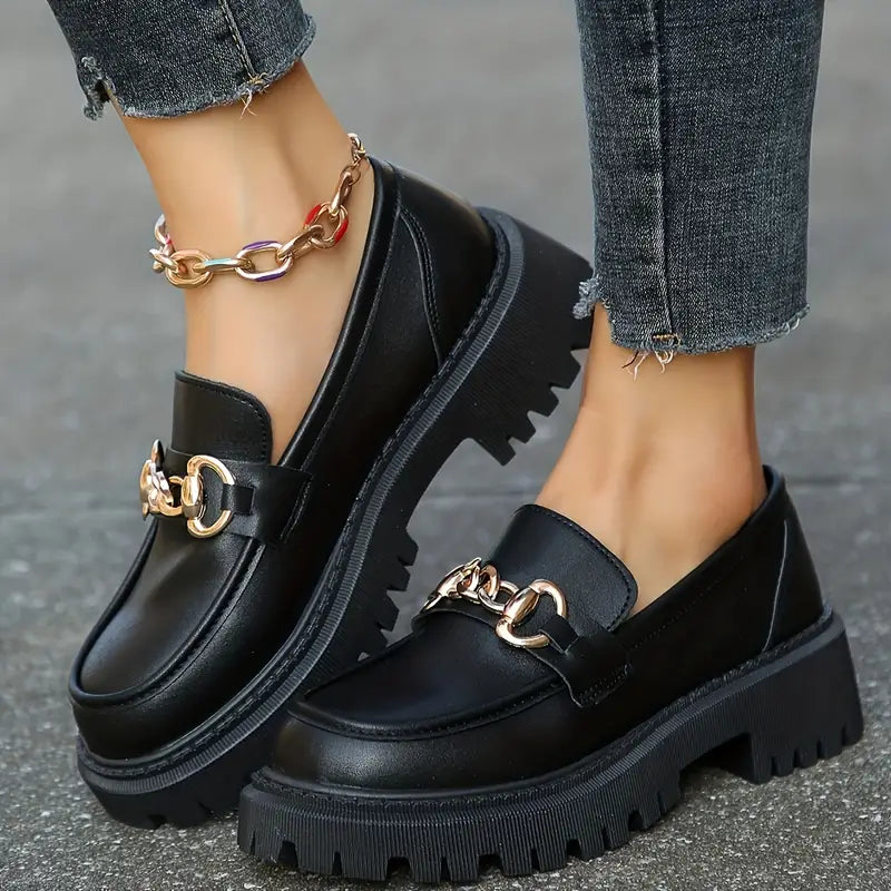 Chunky Loafers, Slip-On, Decor Ketting, Damesschoenen, Platform schoenen-Boutique Moda